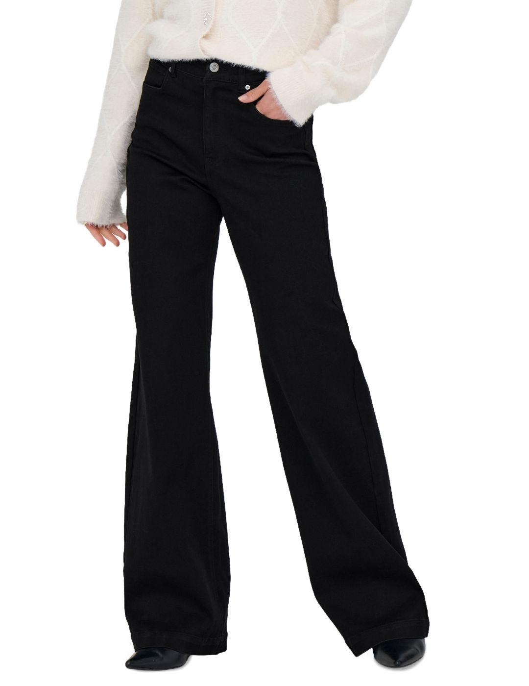 Pantalón vaquero Only Madison negro corte ancho para mujer