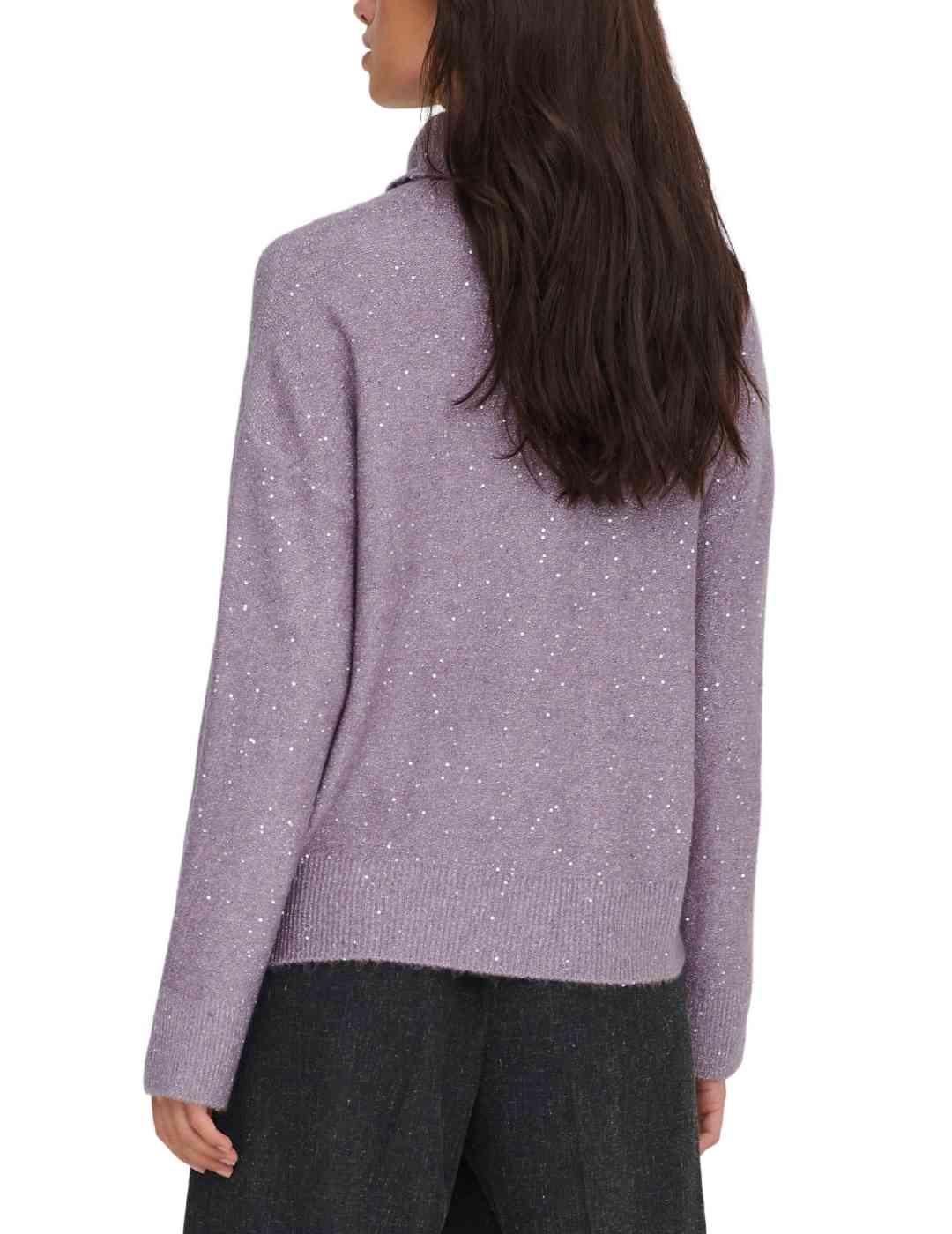 Jersey Only Arizona lila lentejuelas cuello alto de mujer