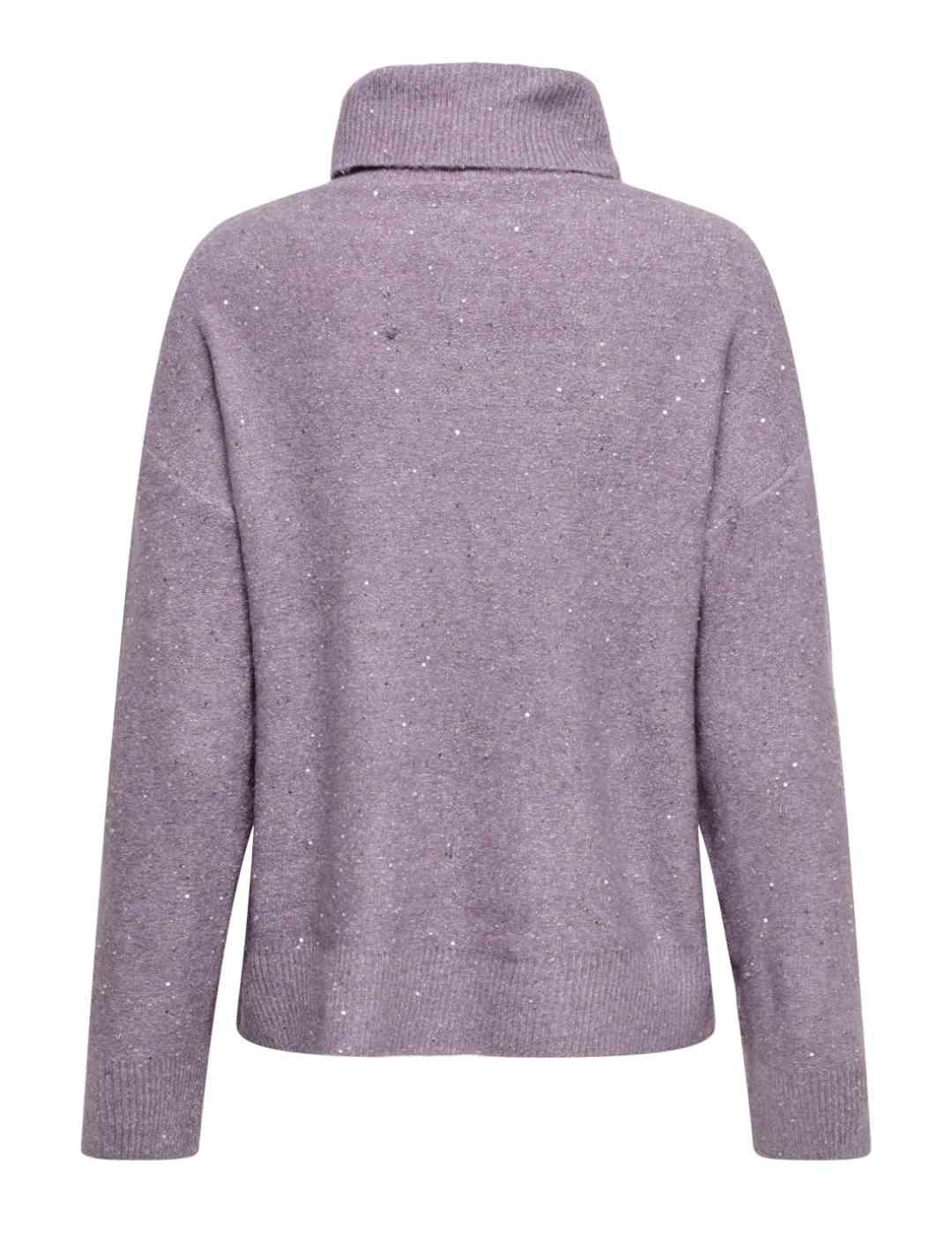 Jersey Only Arizona lila lentejuelas cuello alto de mujer