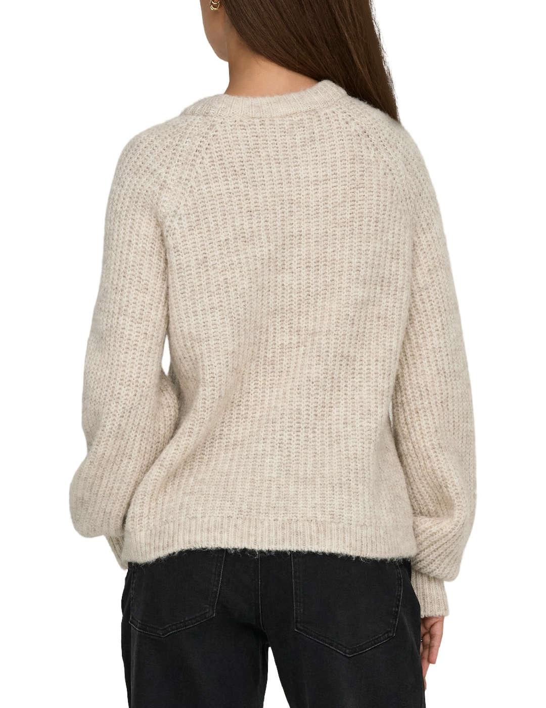 Jersey Only Gila beige punto grueso para mujer