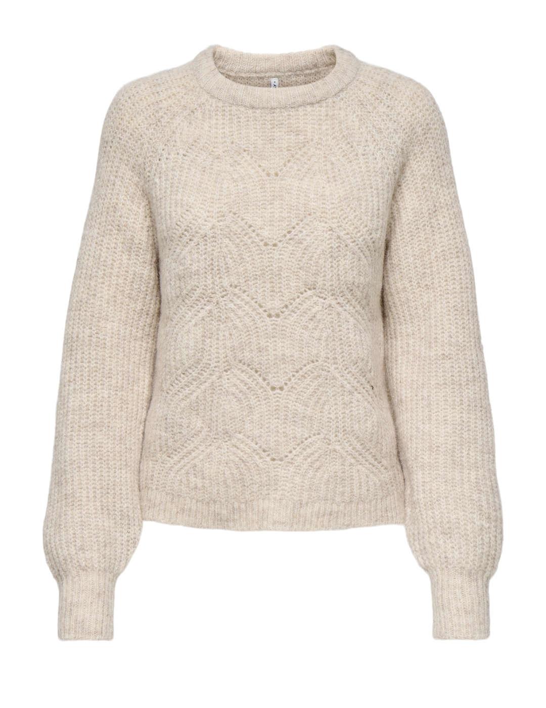 Jersey Only Gila beige punto grueso para mujer