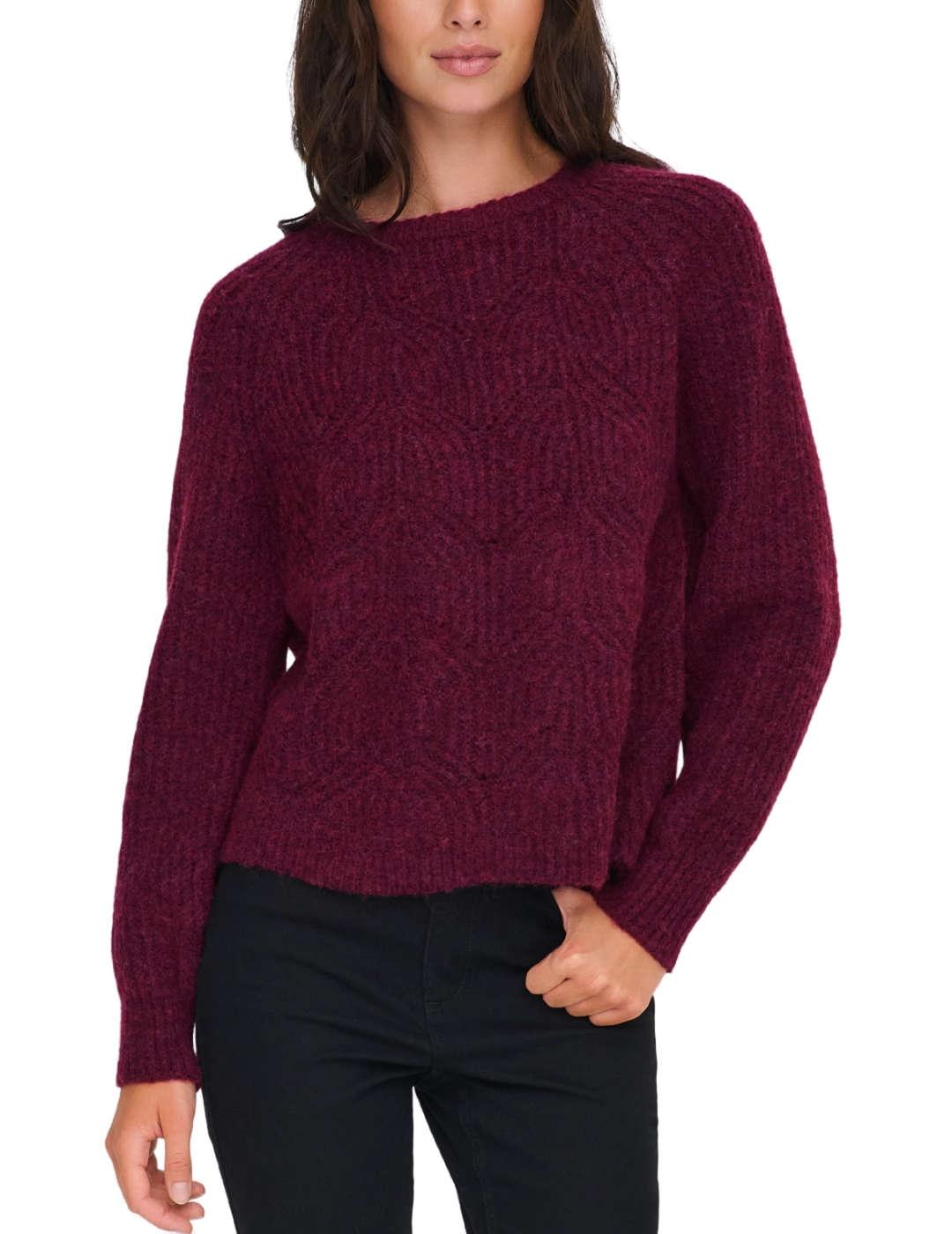 Jersey Only Gila granate punto grueso para mujer