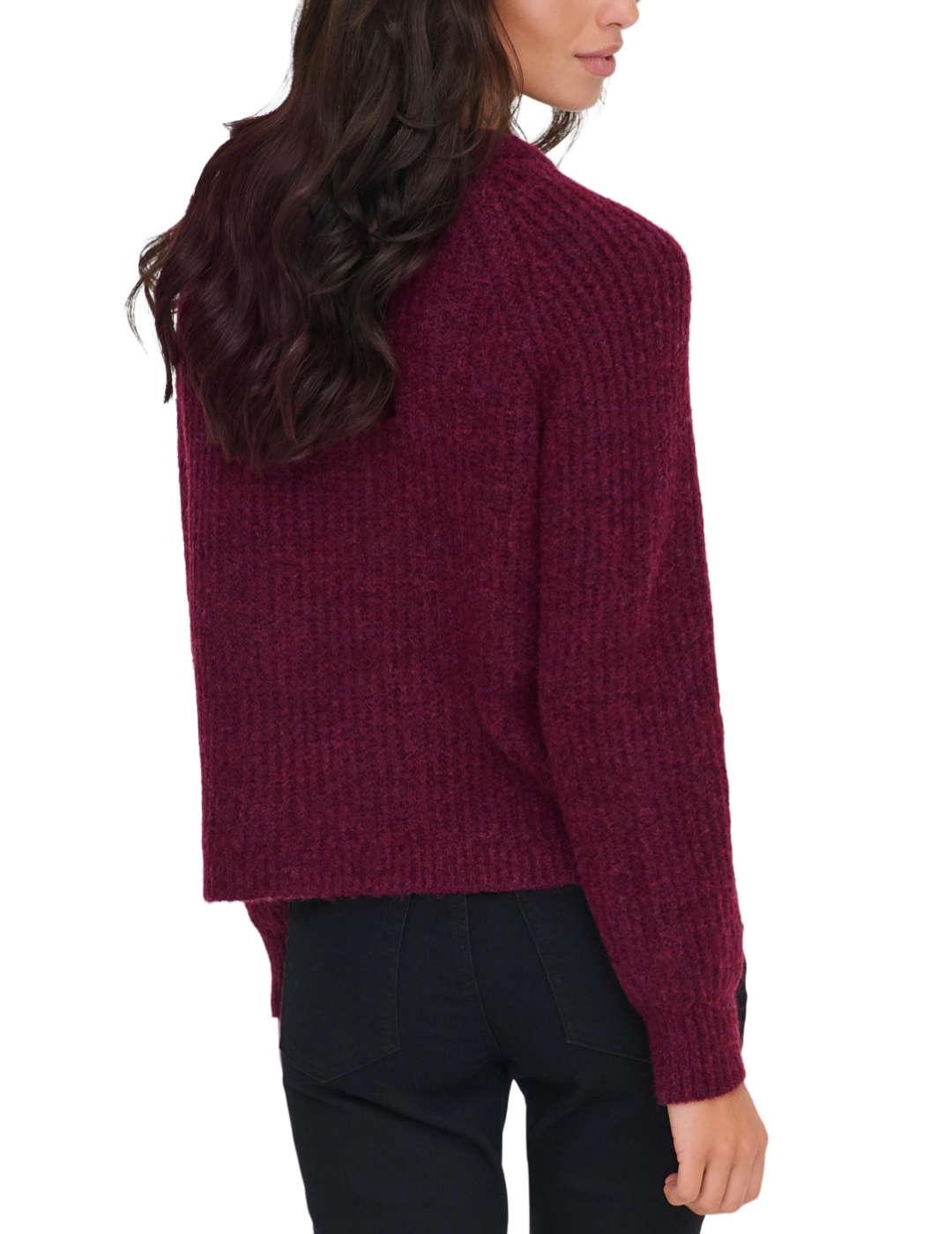 Jersey Only Gila granate punto grueso para mujer