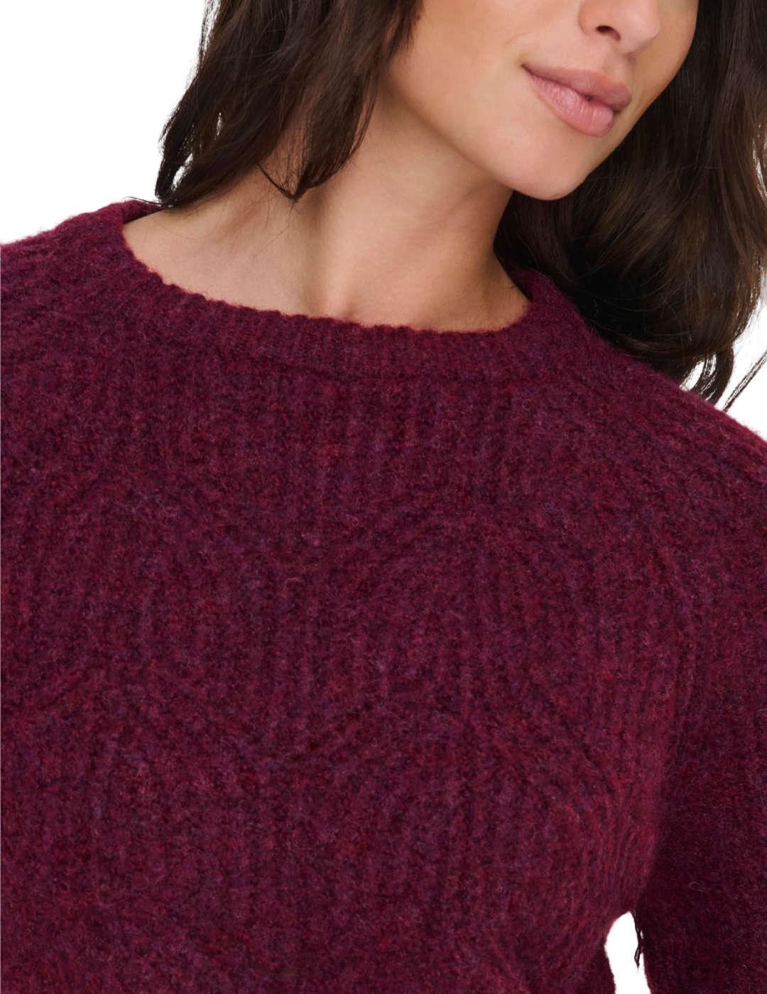 Jersey Only Gila granate punto grueso para mujer