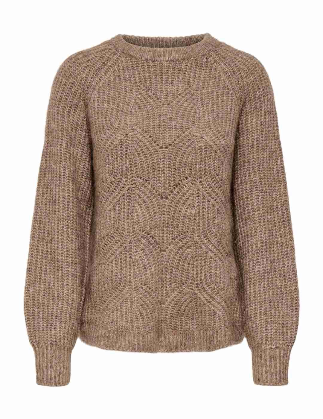 Jersey Only Gila camel punto grueso para mujer