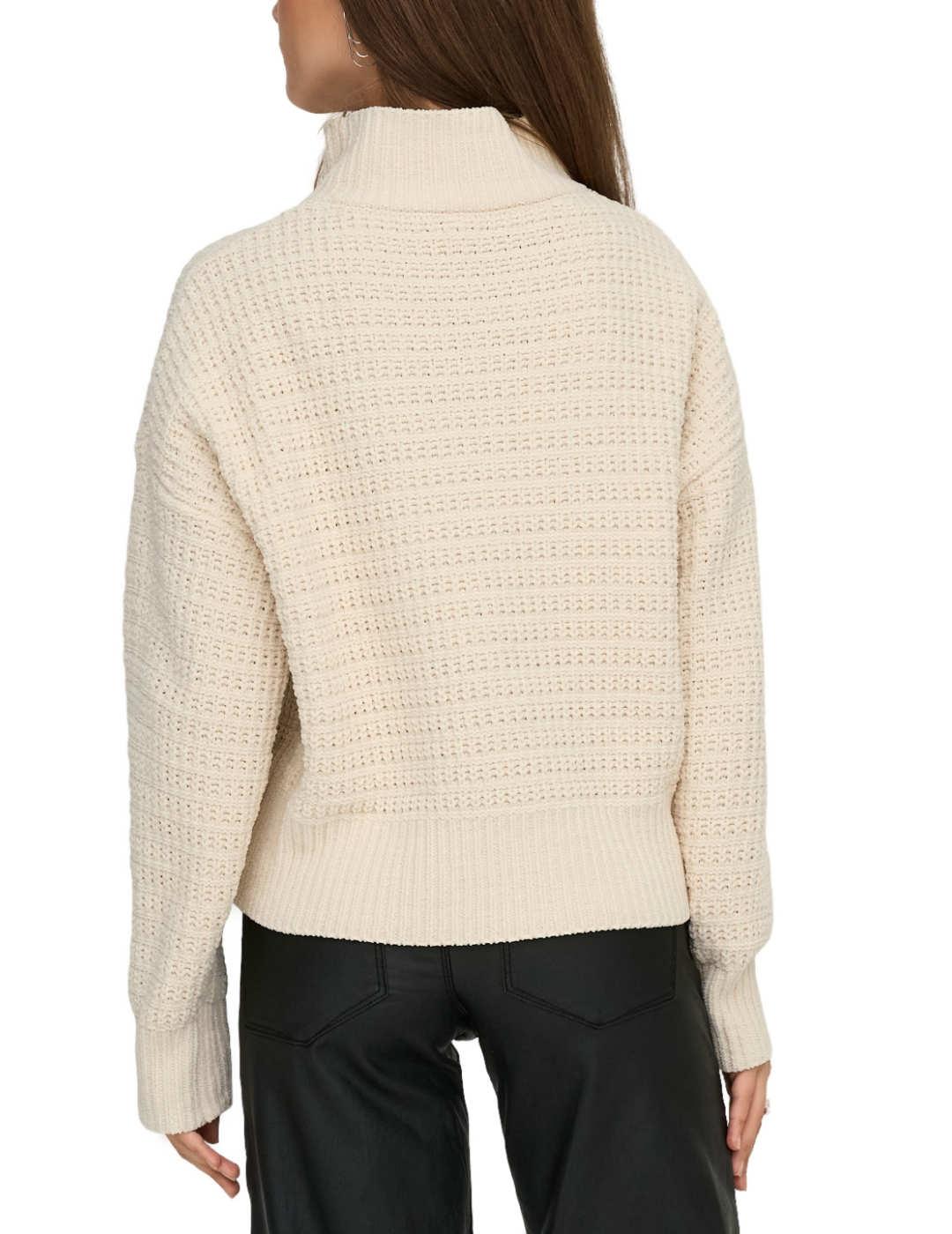 Jersey Only Globe beige punto cuello alto para mujer