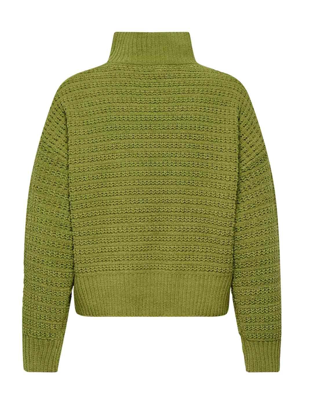 Jersey Only Globe verde lima punto cuello alto de mujer