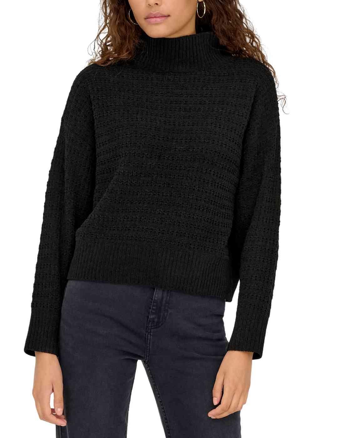 Jersey Only Globe negro punto cuello alto para mujer