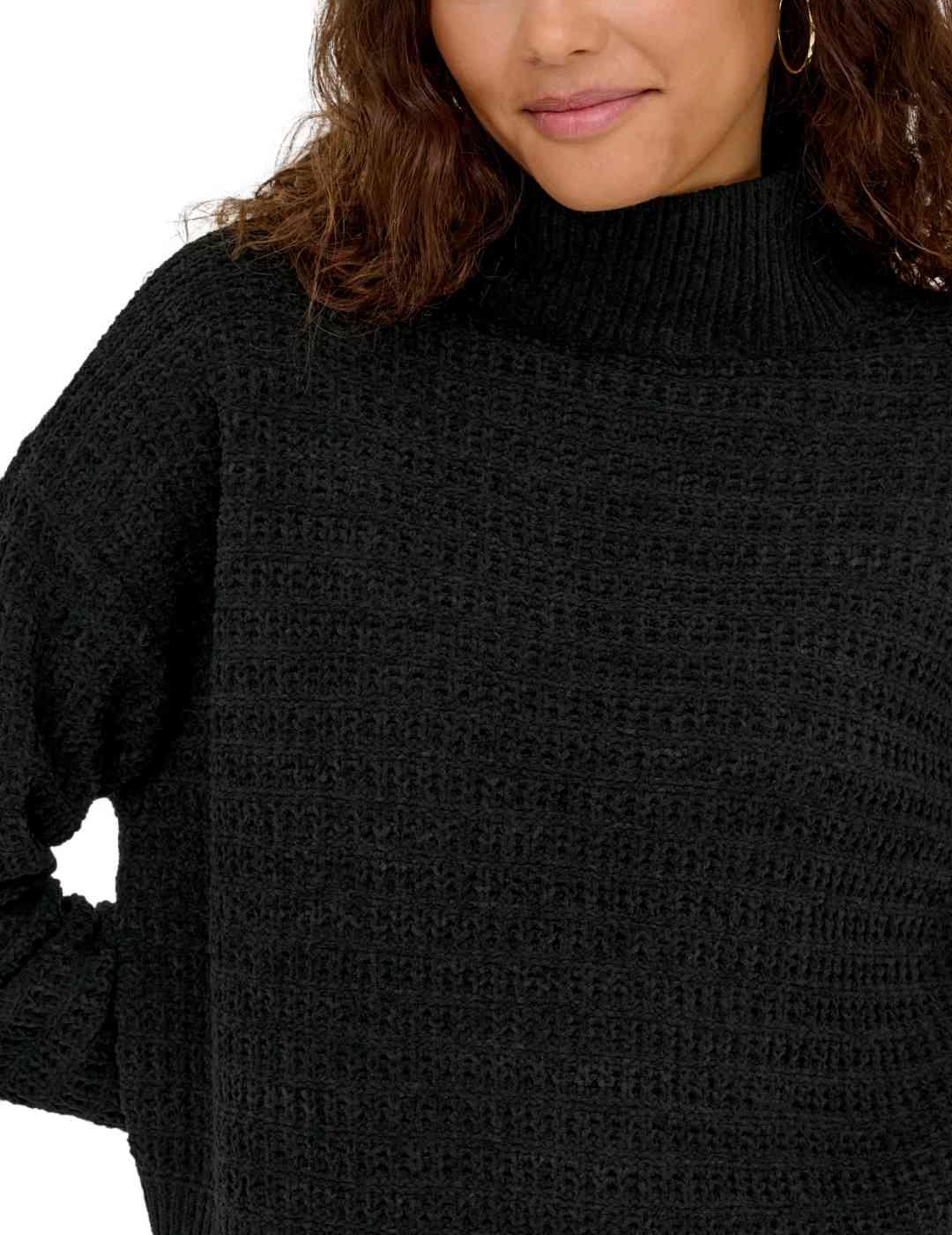 Jersey Only Globe negro punto cuello alto para mujer