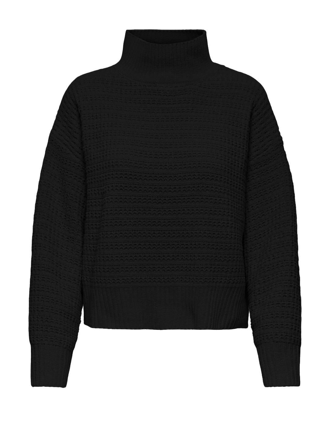 Jersey Only Globe negro punto cuello alto para mujer