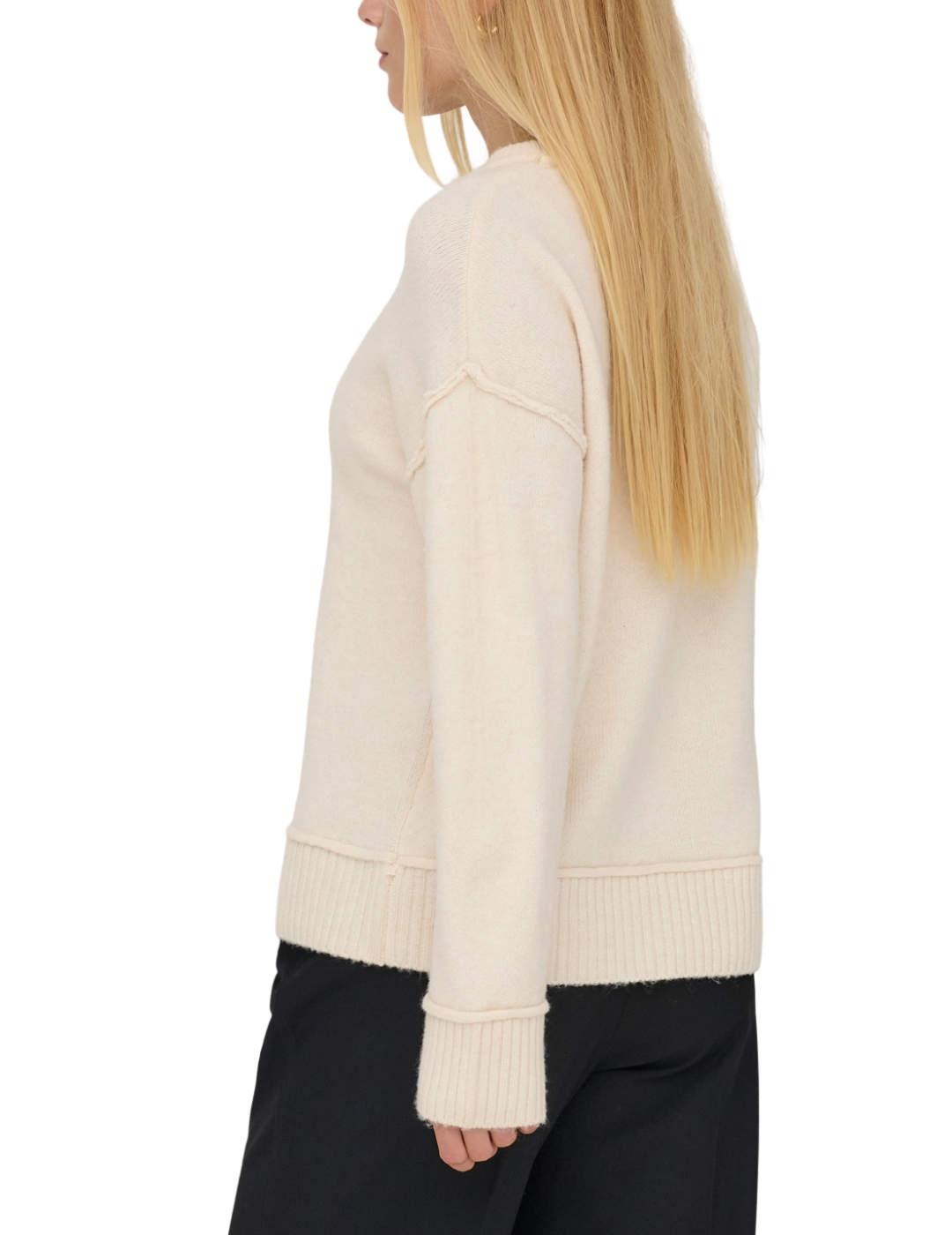Jersey Only Hazel beige punto grueso con lana para mujer