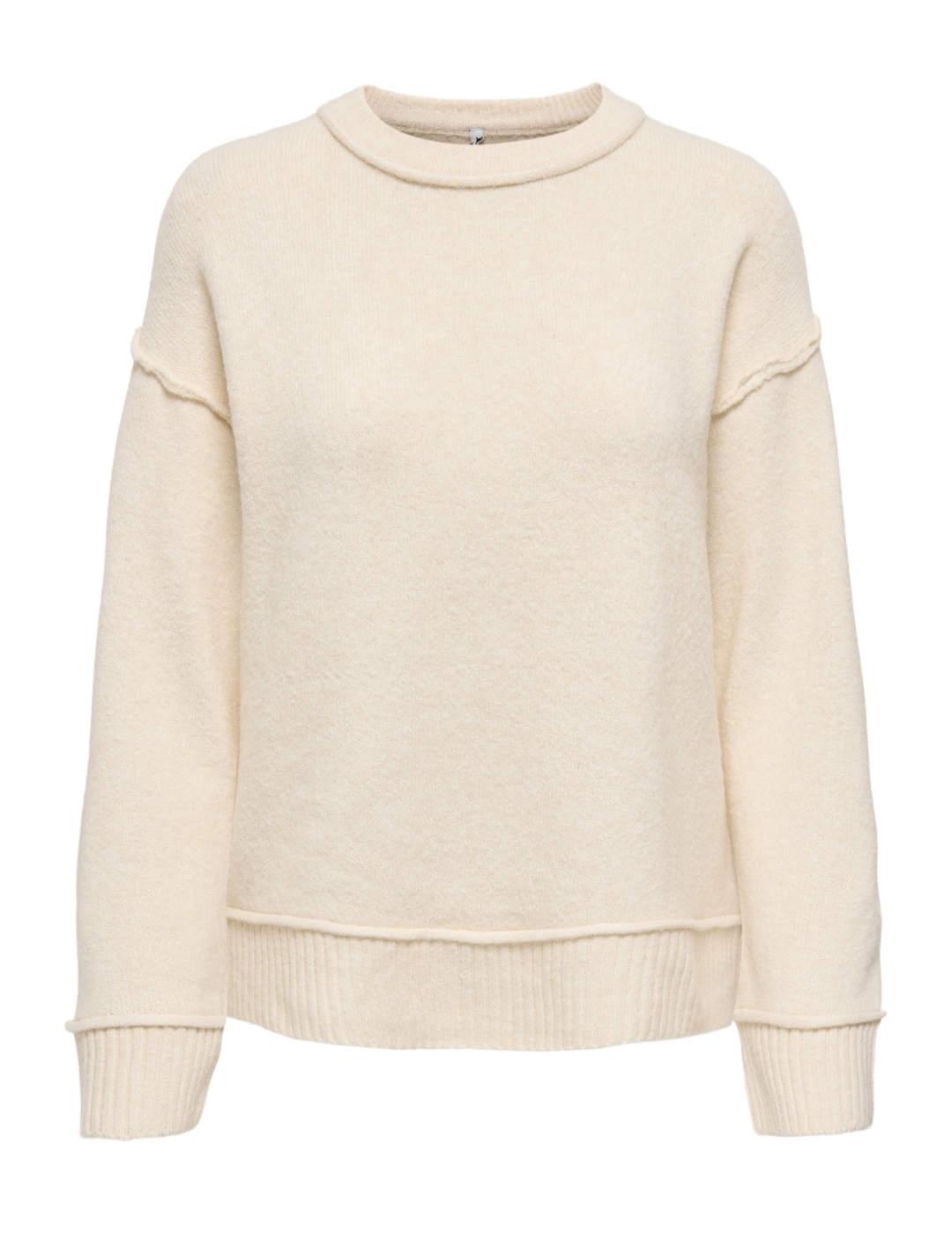 Jersey Only Hazel beige punto grueso con lana para mujer