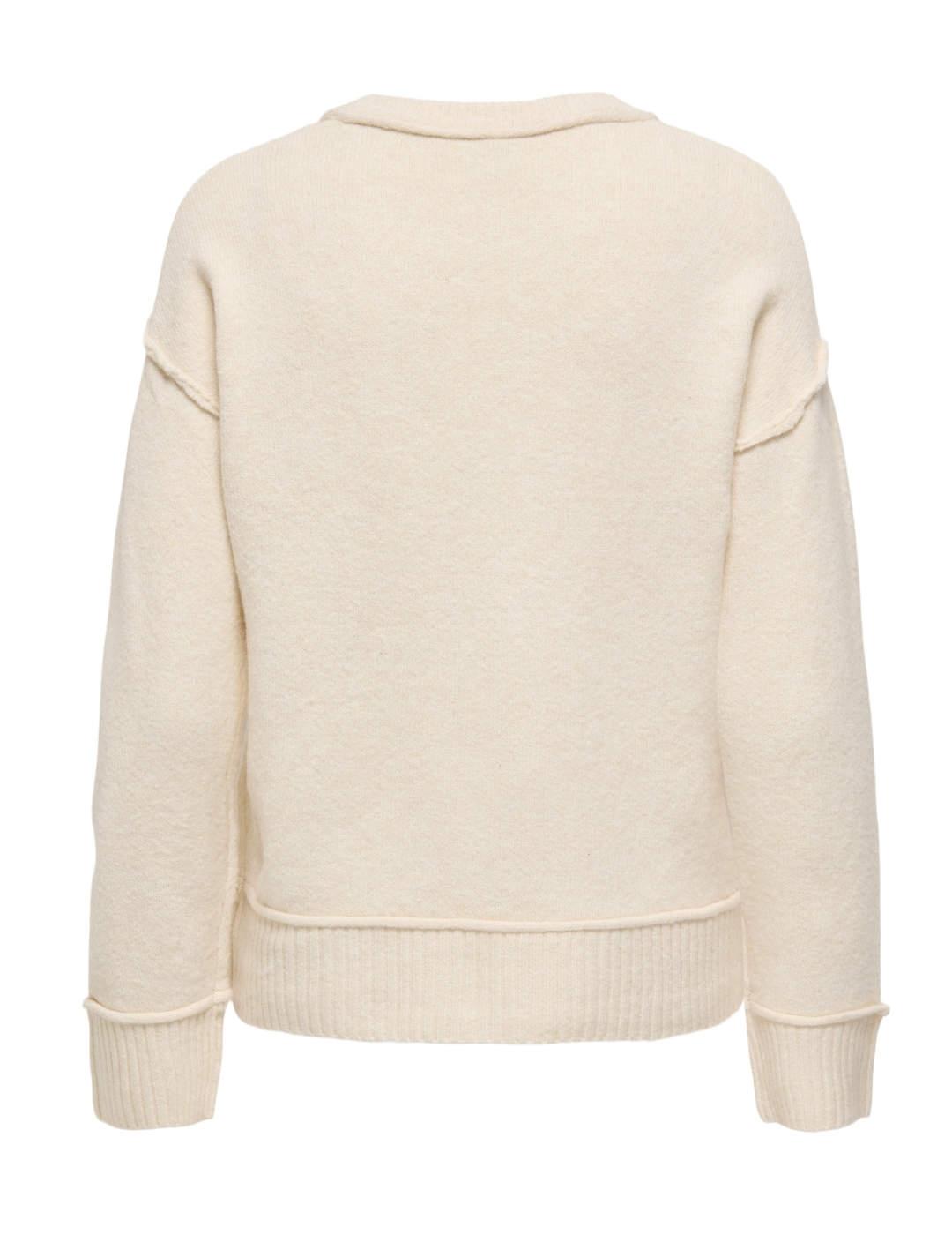 Jersey Only Hazel beige punto grueso con lana para mujer