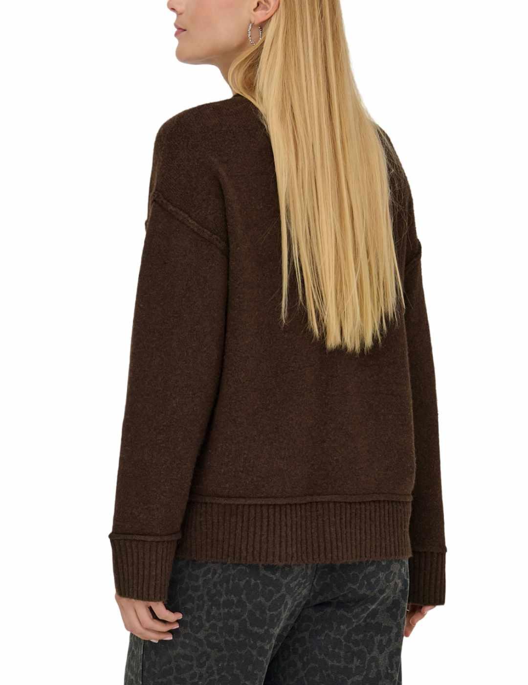 Jersey Only Hazel marrón punto grueso con lana para mujer