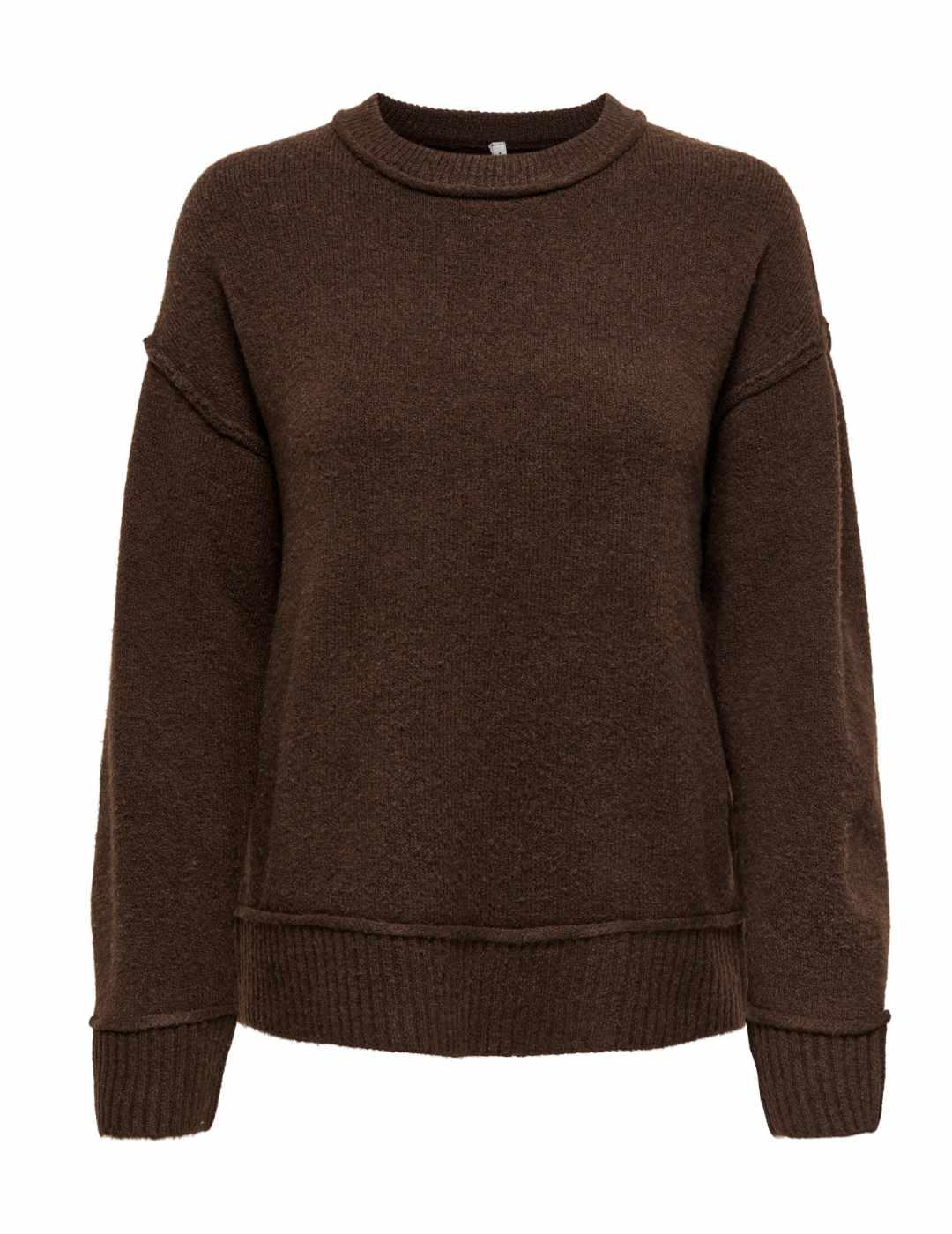 Jersey Only Hazel marrón punto grueso con lana para mujer