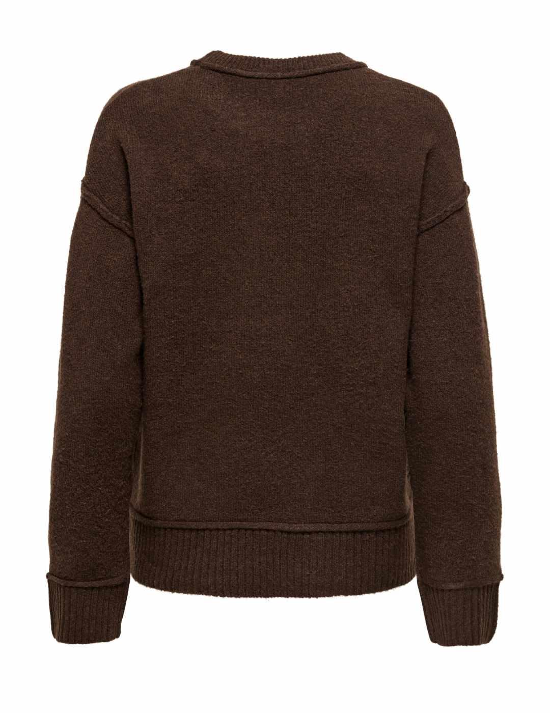 Jersey Only Hazel marrón punto grueso con lana para mujer