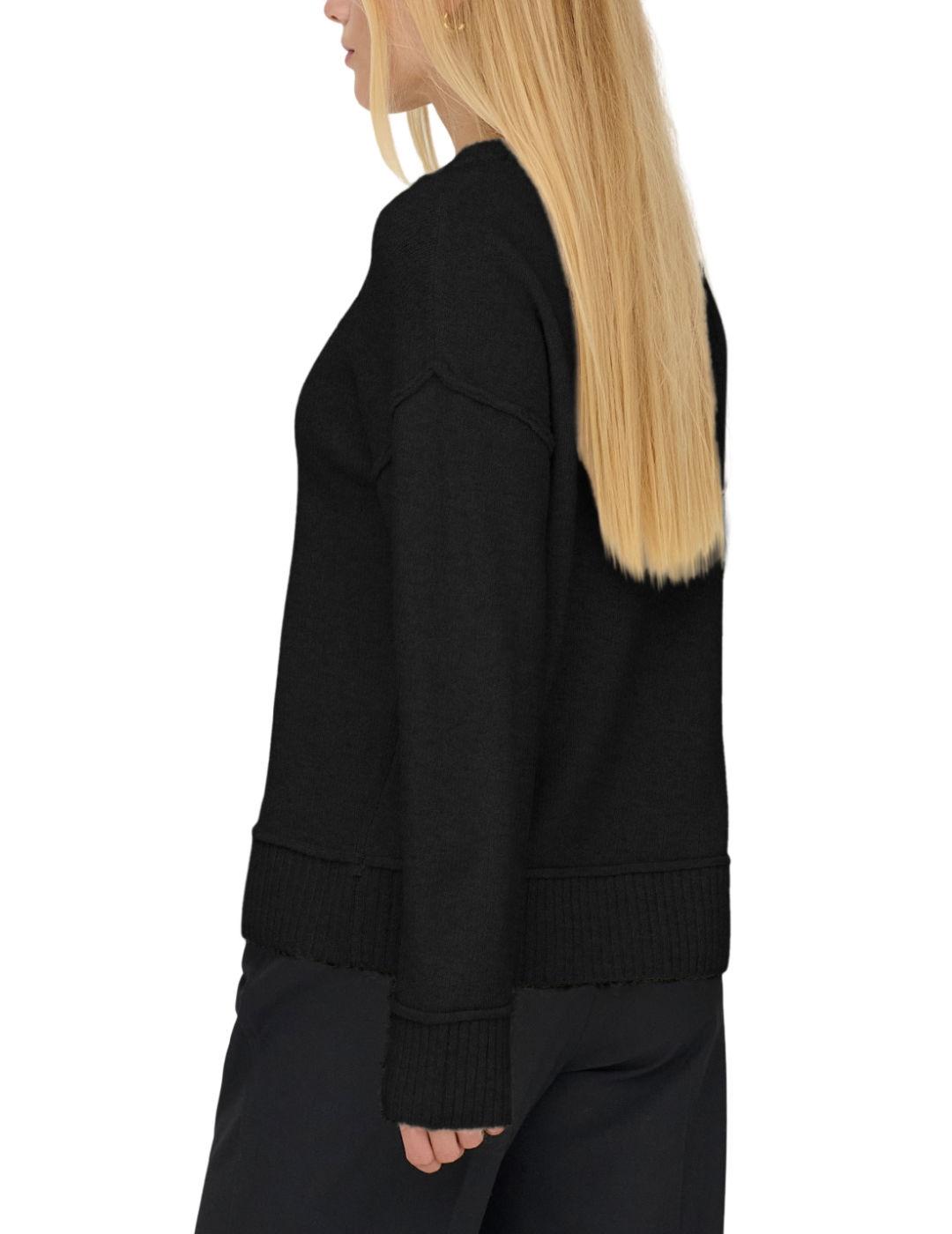 Jersey Only Hazel negro punto grueso con lana para mujer