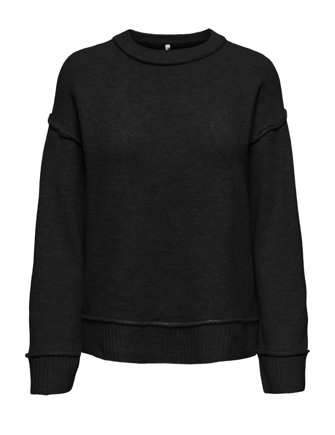 Jersey Only Hazel negro punto grueso con lana para mujer