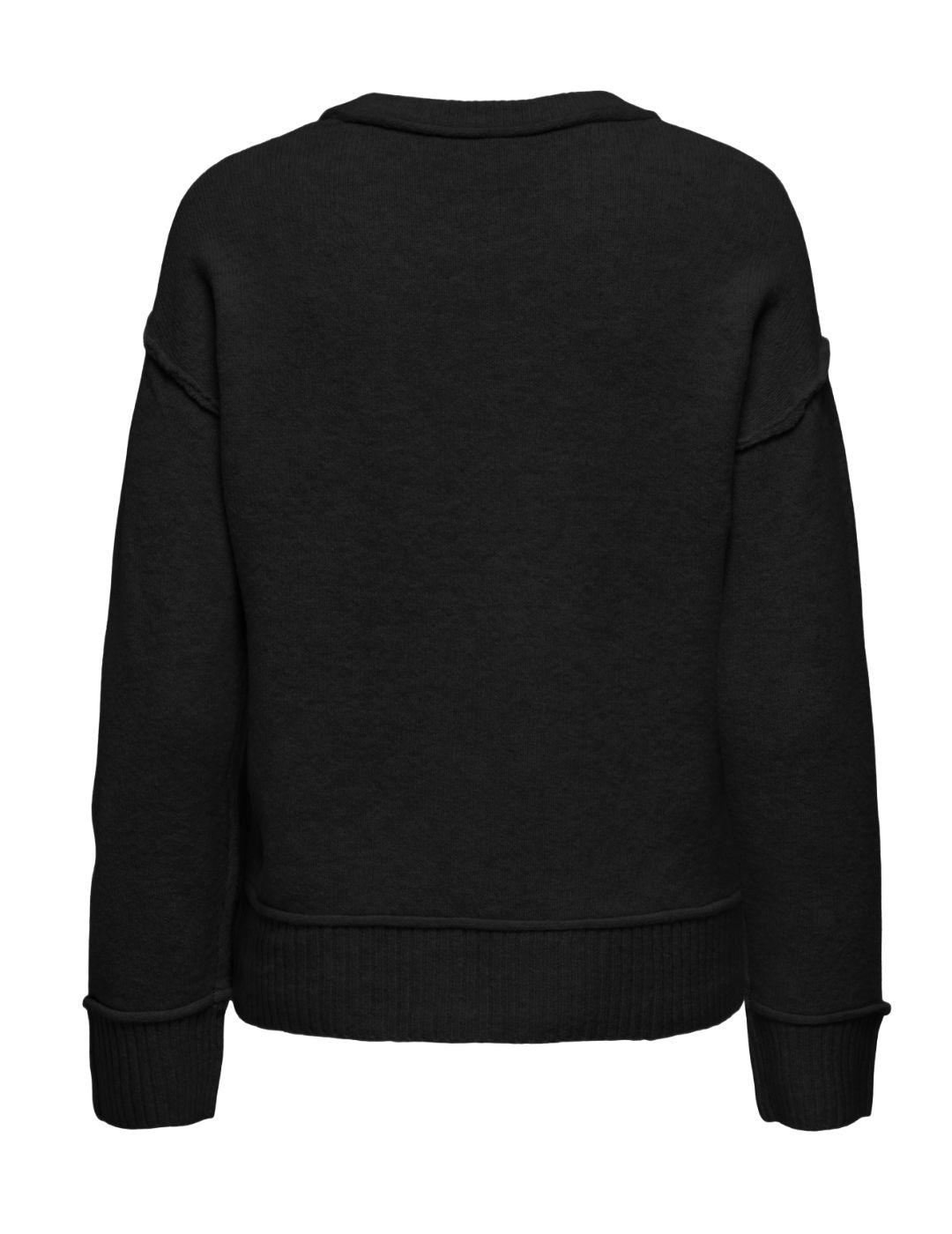 Jersey Only Hazel negro punto grueso con lana para mujer