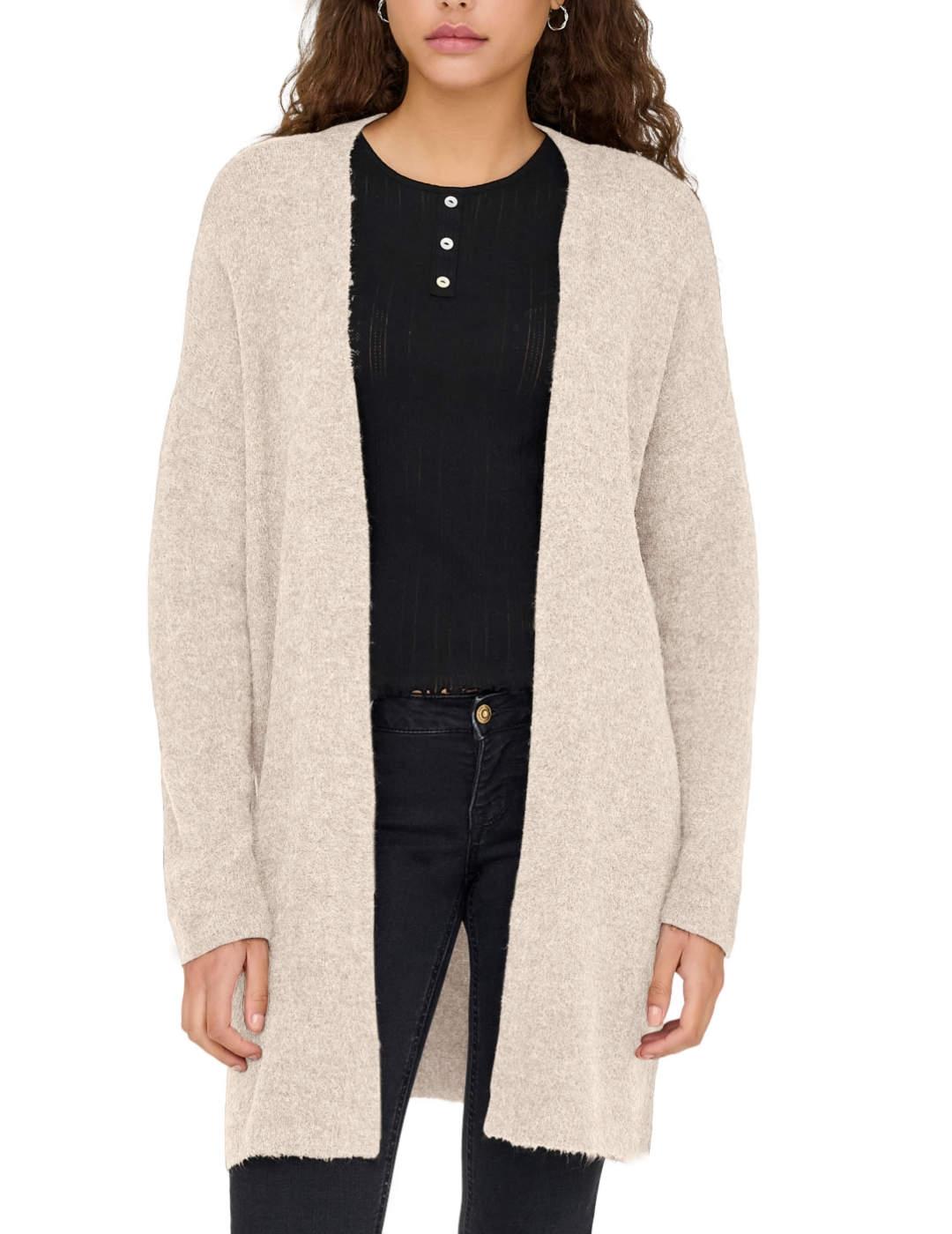 Cárdigan Only Talio beige largo sin cierre para mujer