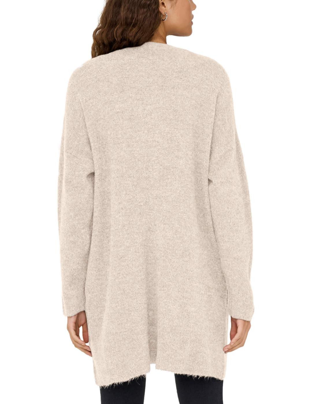 Cárdigan Only Talio beige largo sin cierre para mujer