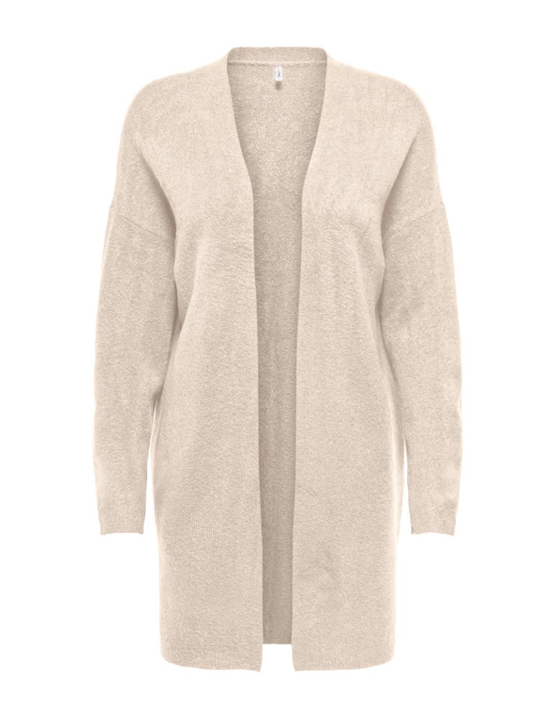Cárdigan Only Talio beige largo sin cierre para mujer