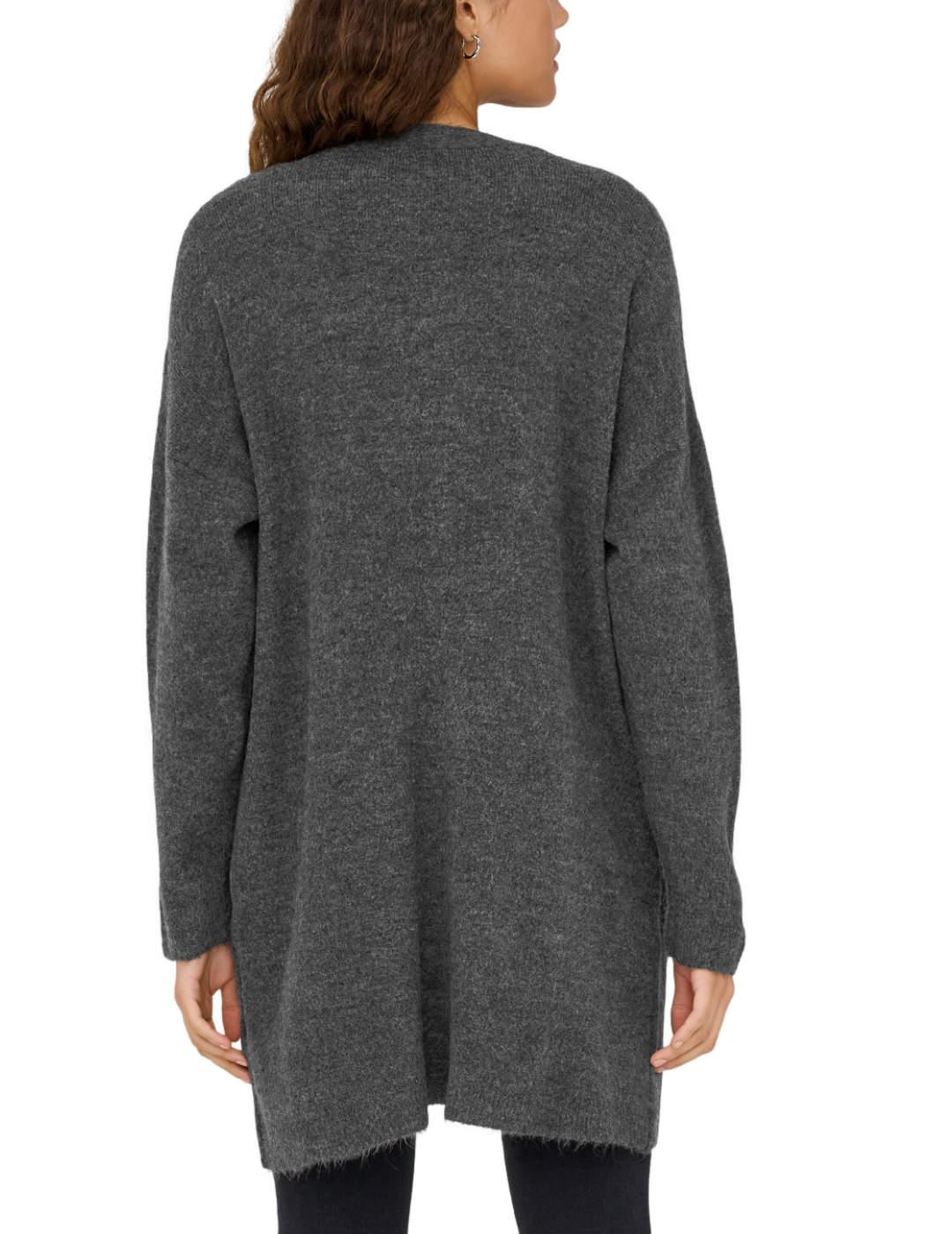 Cárdigan Only Talio gris larga sin cierre para mujer