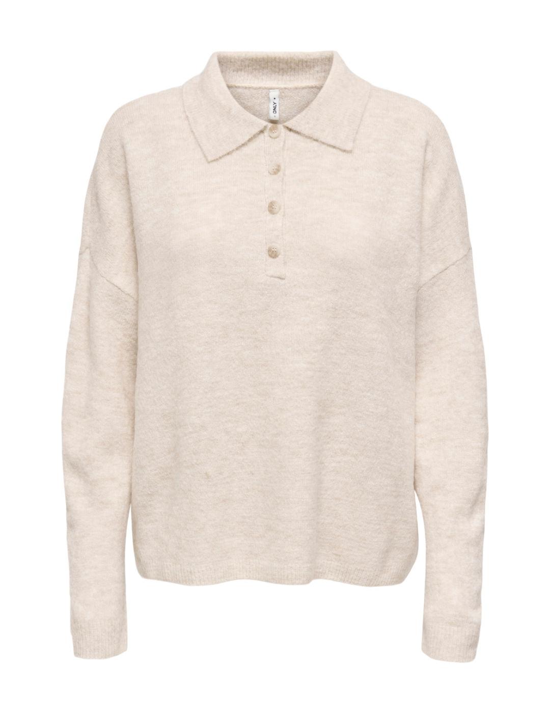 Polo Only Talio manga larga beige para mujer