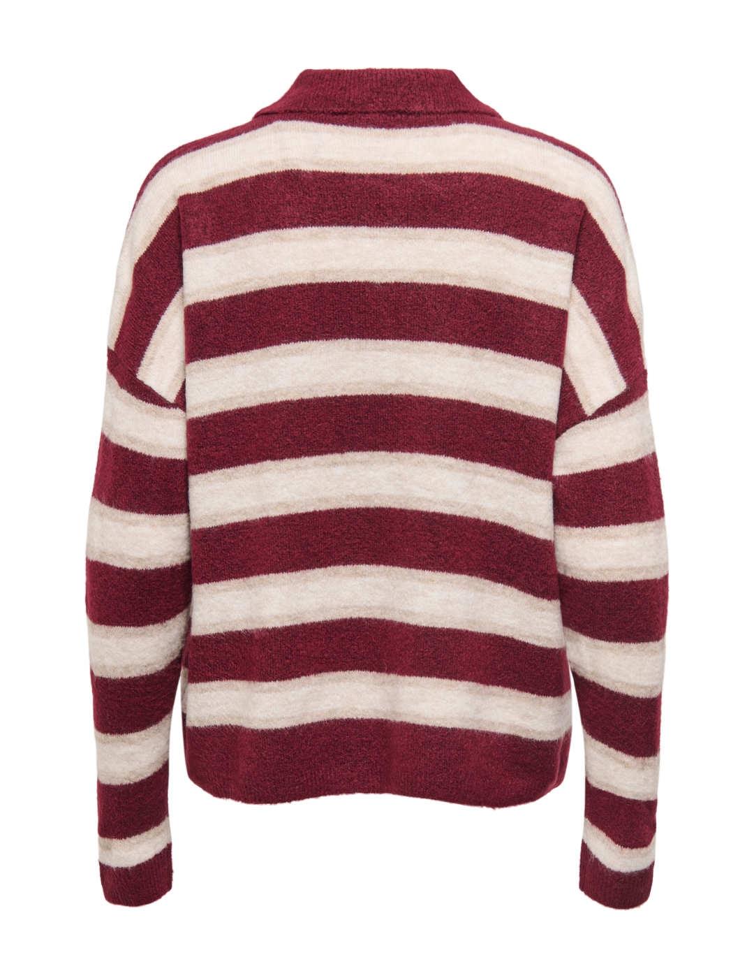 Polo Only Talio rayas granates y blancas de mujer