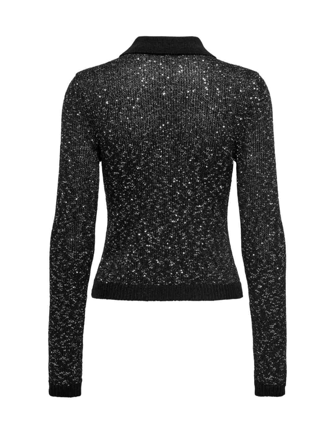 Cárdigan Only Labby negroy plata manga larga de mujer