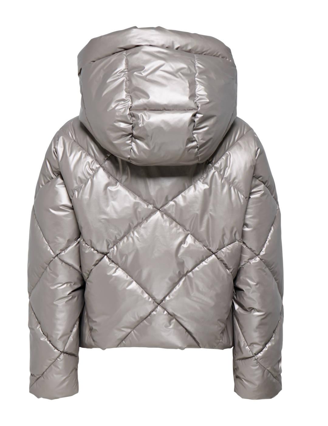 Plumas Only Space acolchado con capucha plateado para mujer