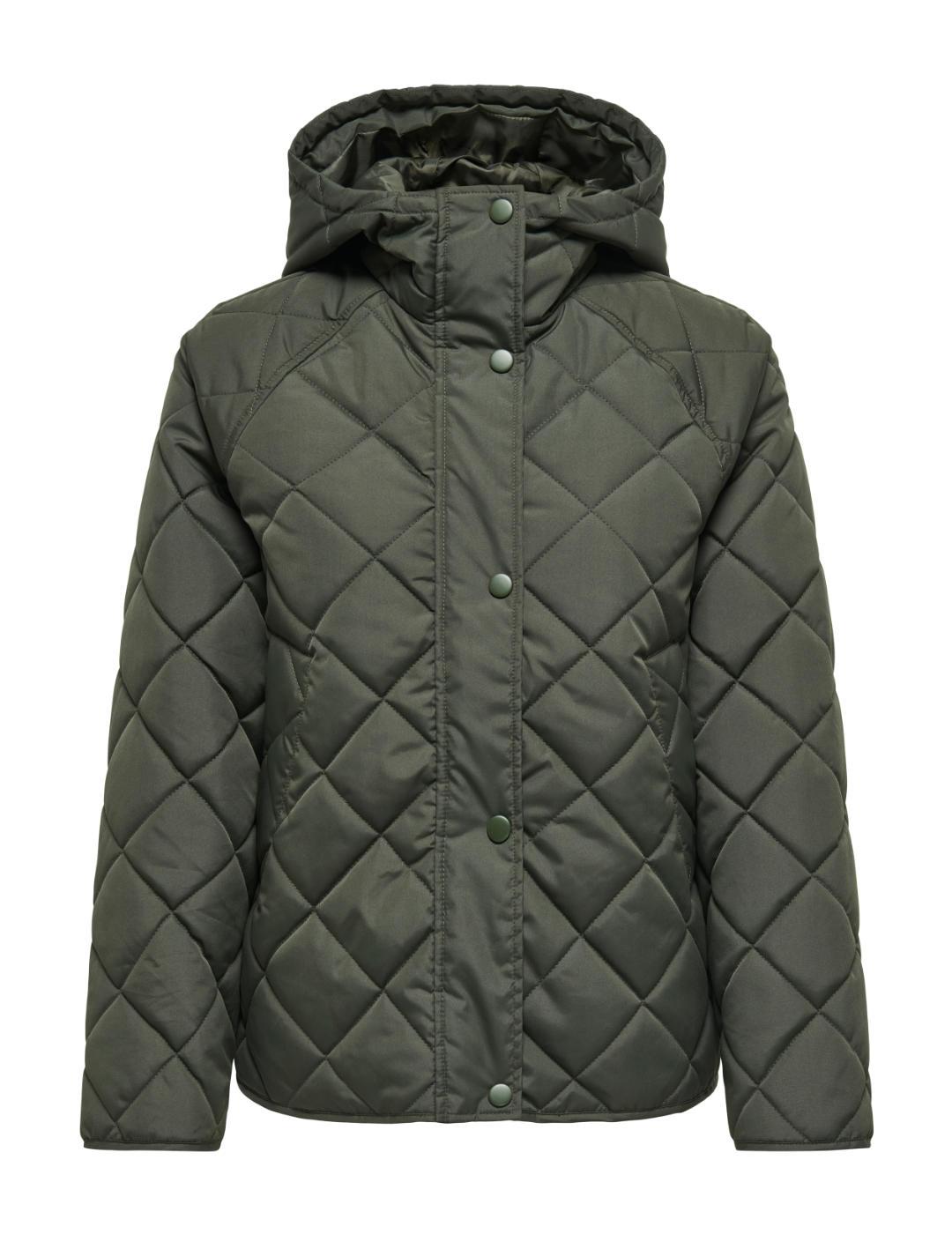 Chaqueta Only Sigga verde guateada capucha para mujer
