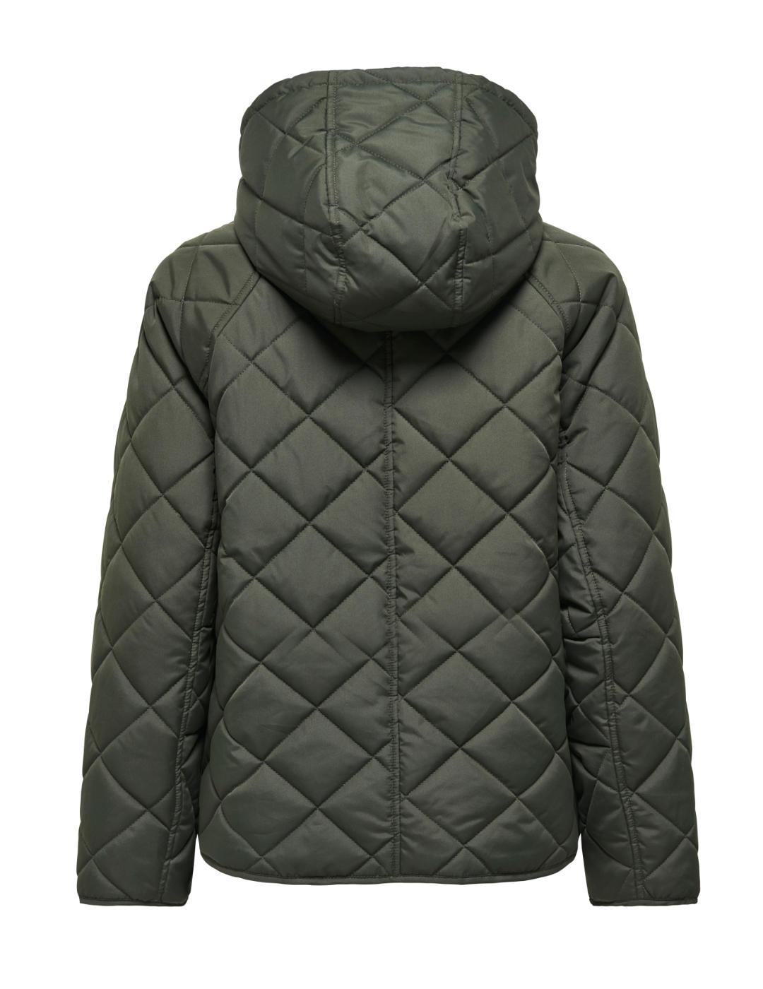 Chaqueta Only Sigga verde guateada capucha para mujer