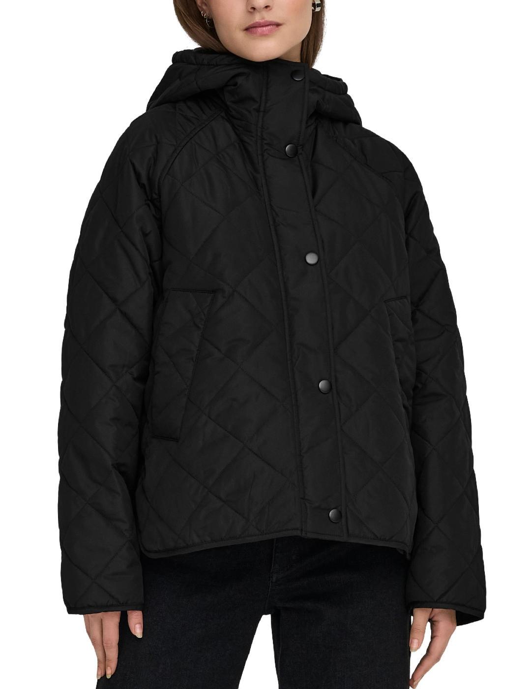 Chaqueta Only Sigga negra guateada capucha para mujer