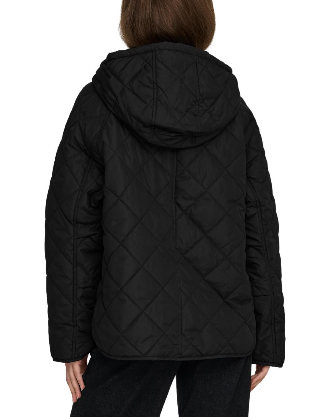 Chaqueta Only Sigga negra guateada capucha para mujer