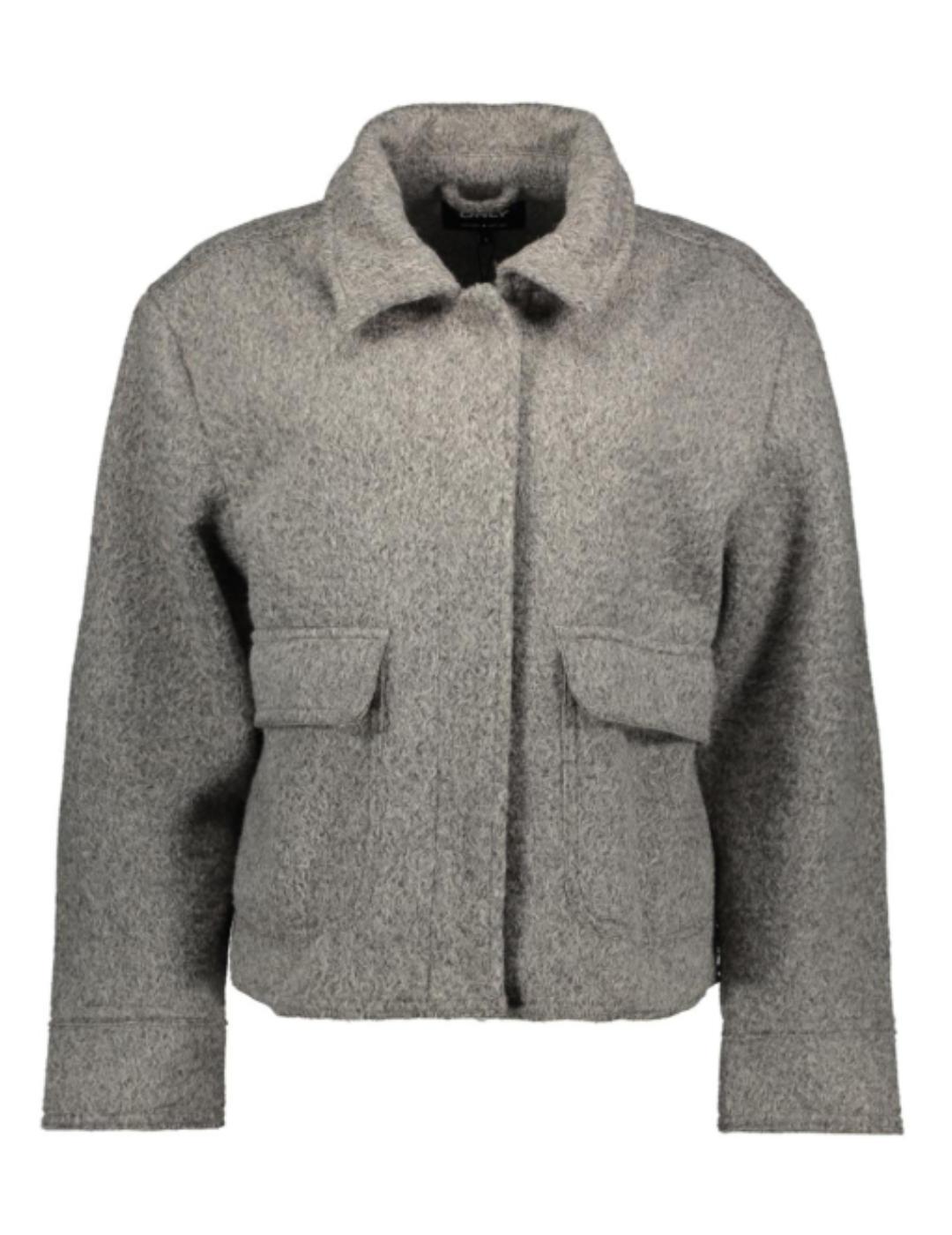 Chaqueta Only Sanne gris cropped cierre botones para mujer