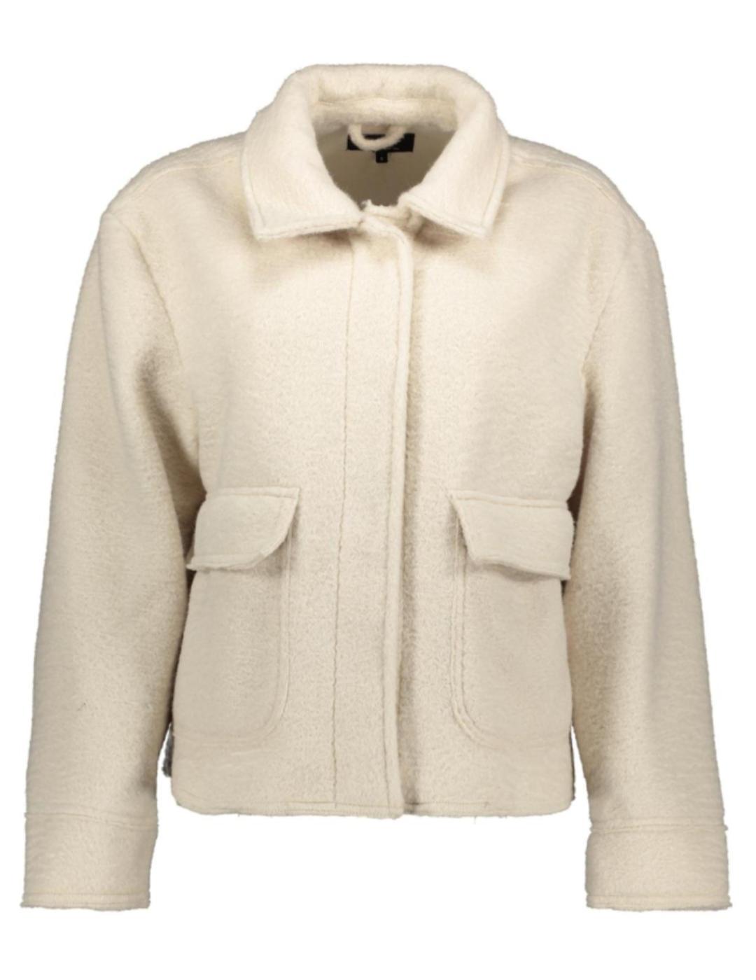 Chaqueta Only Sanne beige cropped cierre botones para mujer