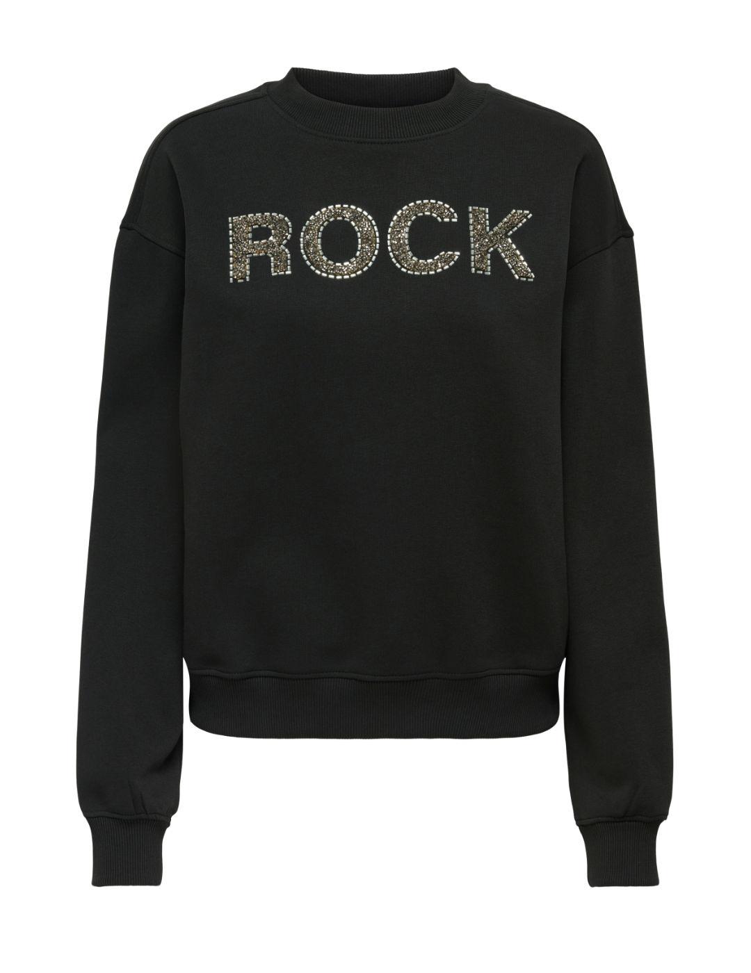 Sudadera Only Cora negro abalorios manga larga de mujer