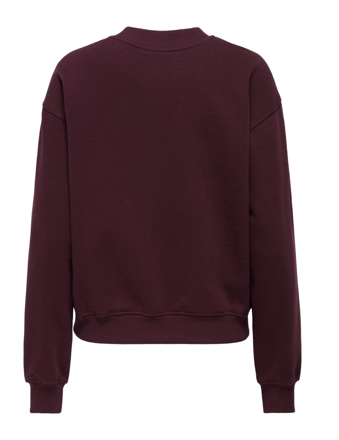 Sudadera Only Cora granate perlas manga larga de mujer