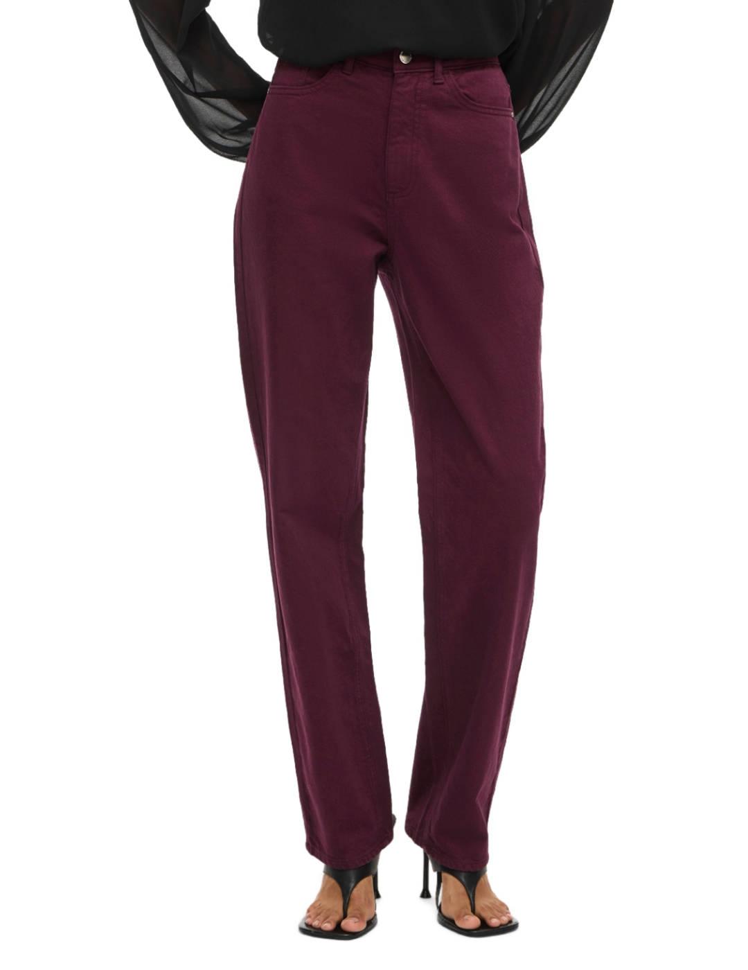 Pantalón Vila Kelly granate denim straight para mujer