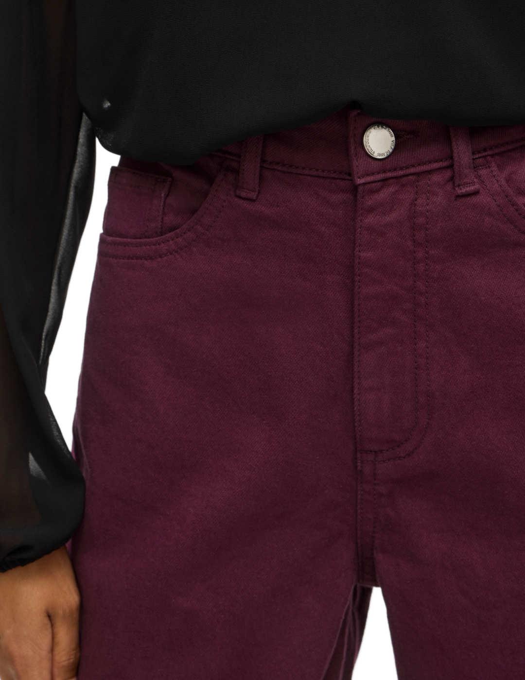 Pantalón Vila Kelly granate denim straight para mujer