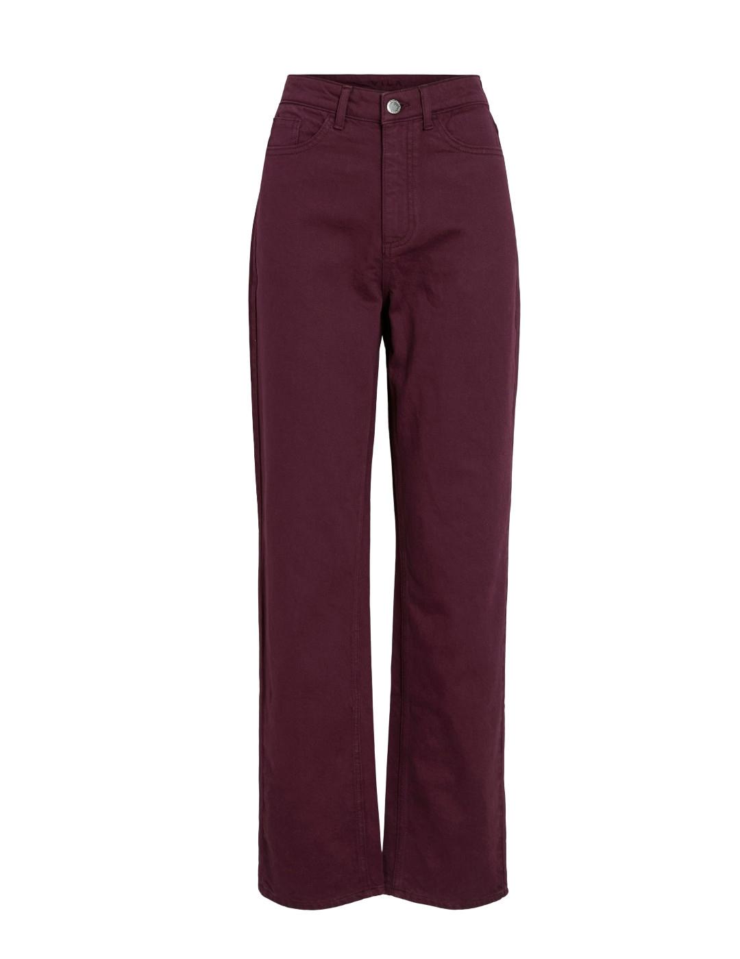 Pantalón Vila Kelly granate denim straight para mujer