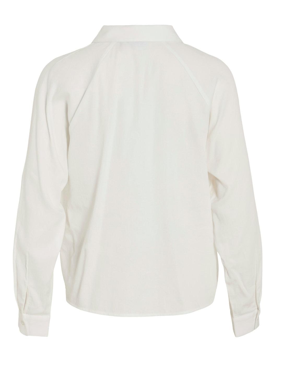 Camisa Vila Runi blanco manga larga cropped para mujer
