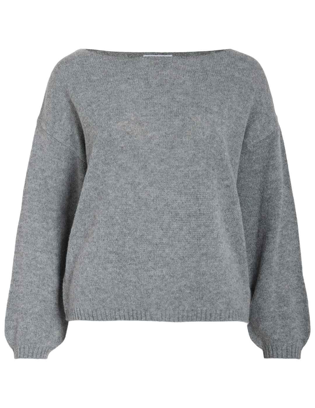 Jersey Vila Luka gris punto mangas globo para mujer