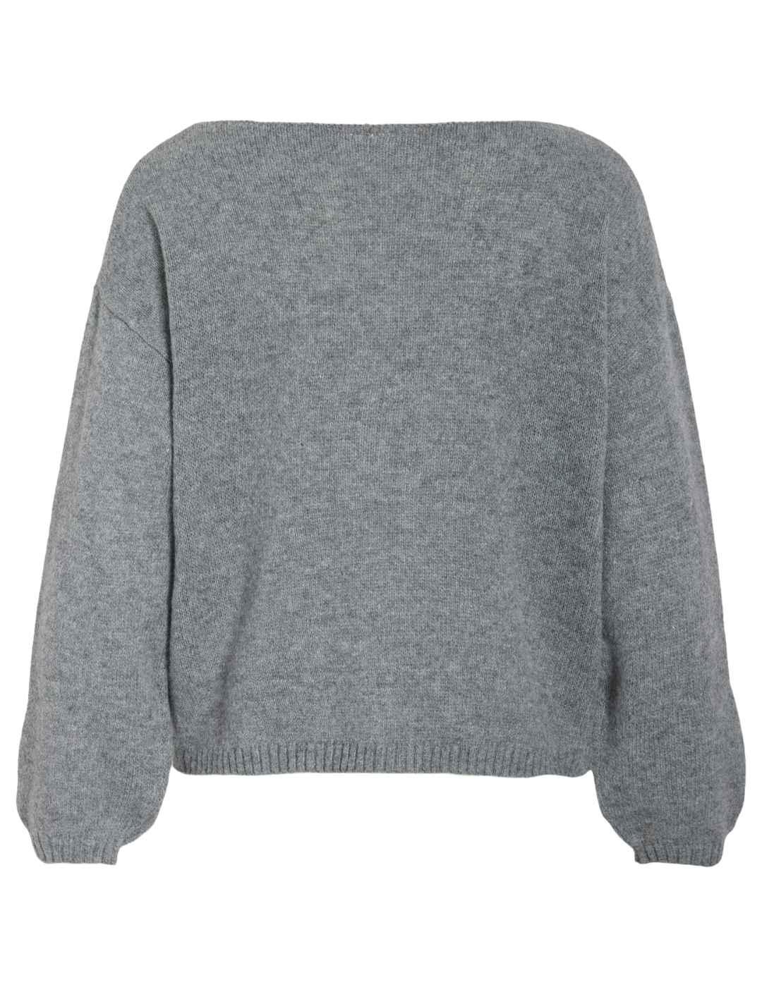Jersey Vila Luka gris punto mangas globo para mujer