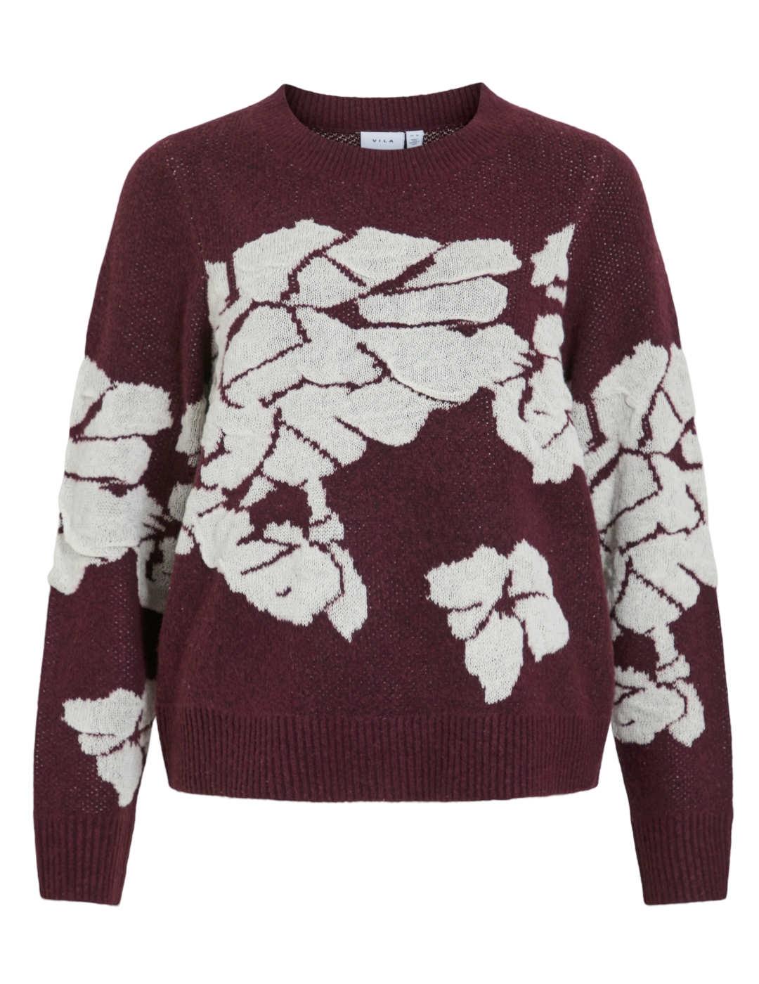 Jersey Vila Siya granate estampado flores para mujer