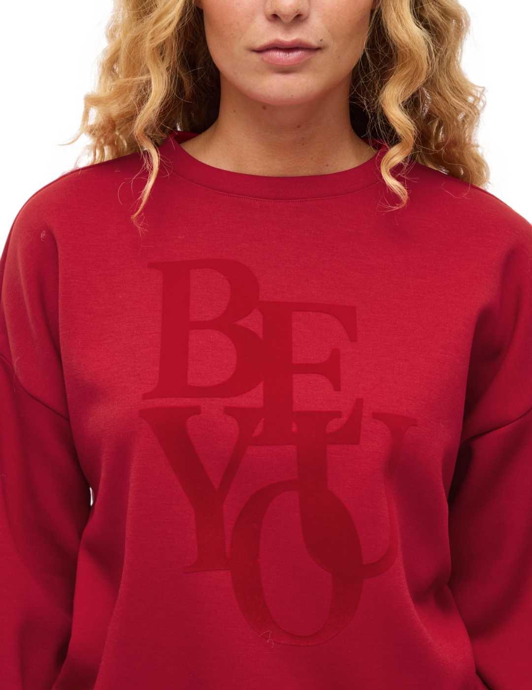 Sudadera Vila Reflect roja mensaje manga larga para mujer