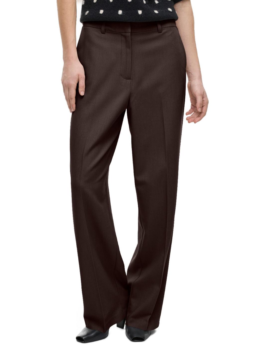 Pantalón Vila Siffe regular cintura alta marrón para mujer