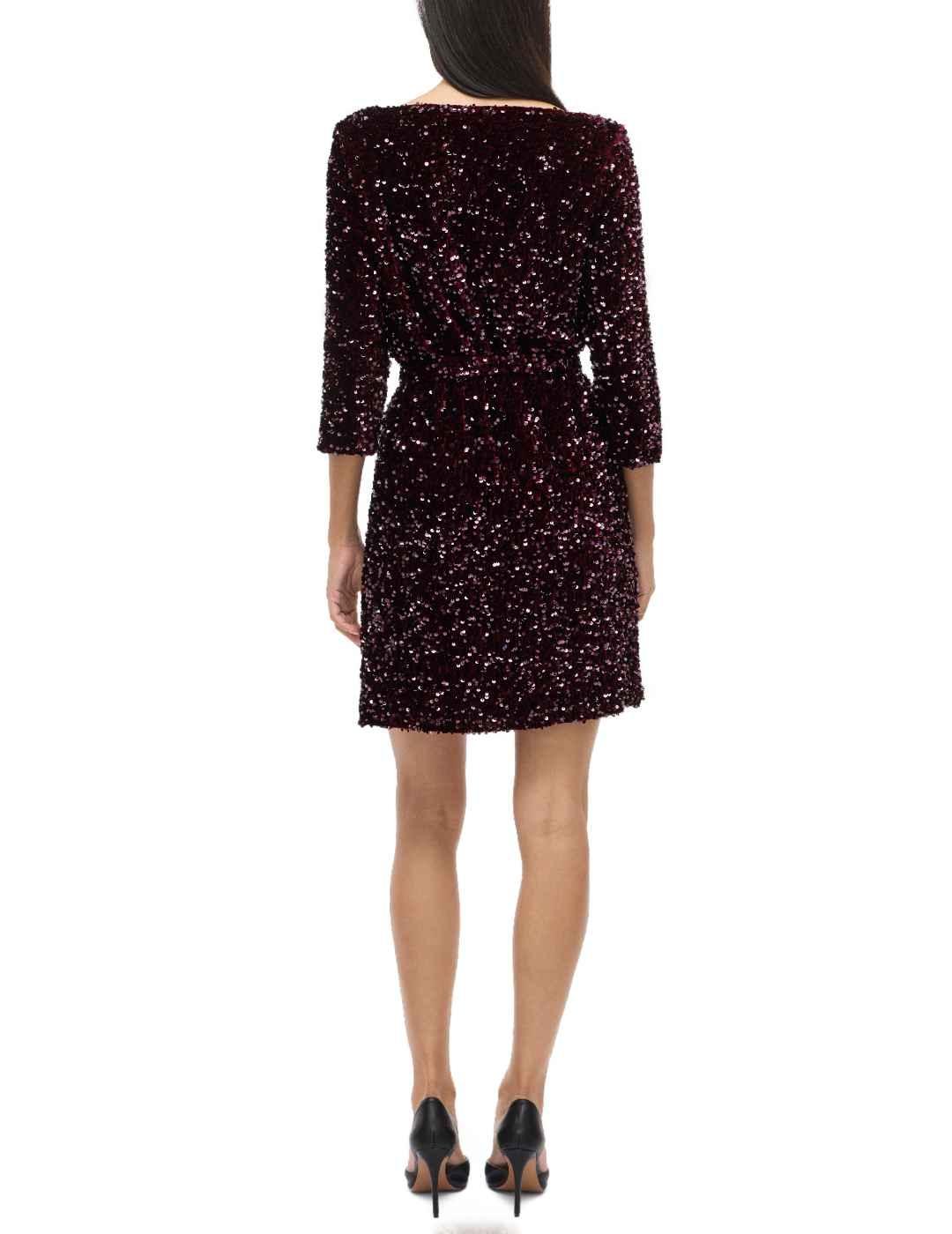 Vestido Vila Faith de fiesta lentejuelas granate mujer