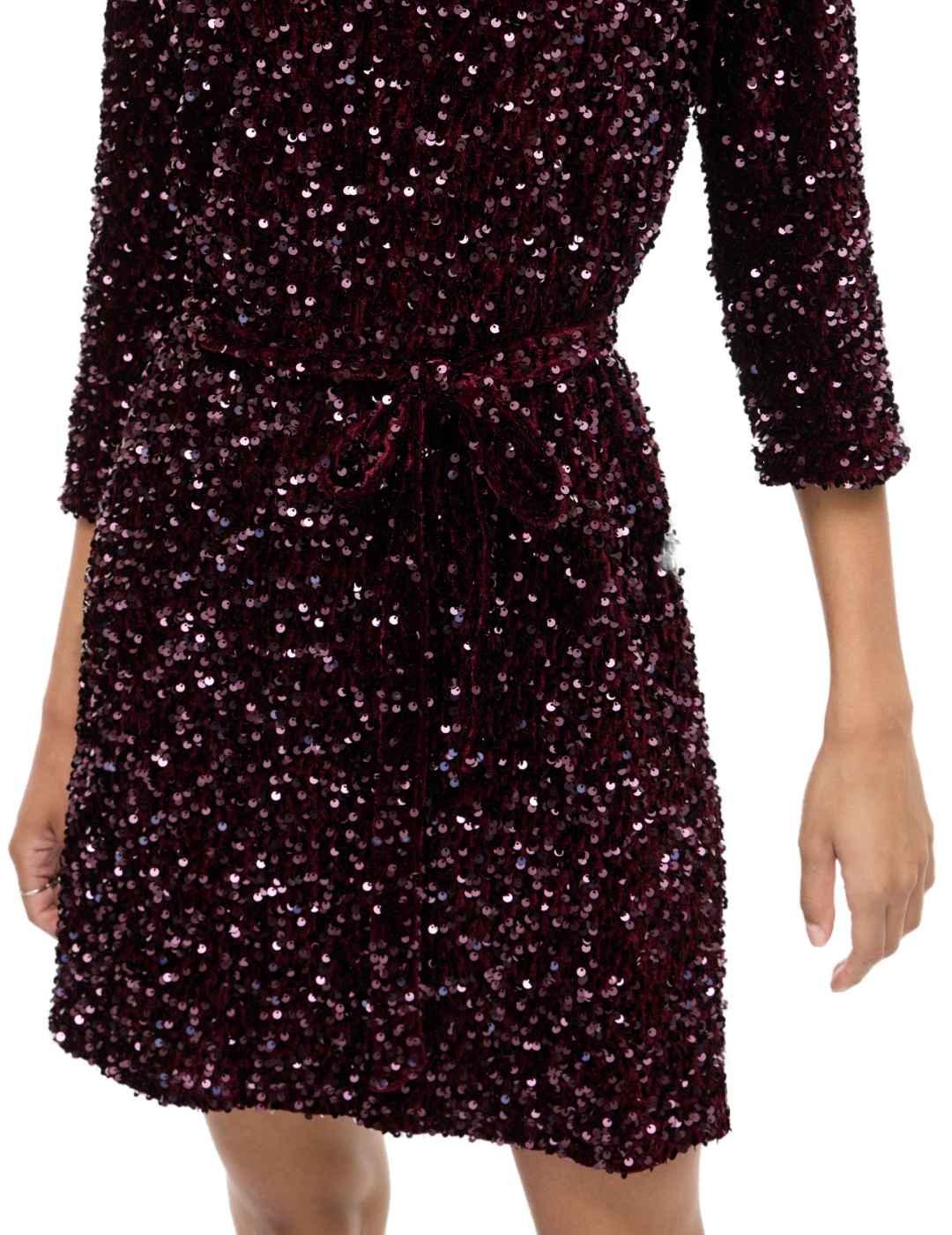 Vestido Vila Faith de fiesta lentejuelas granate mujer